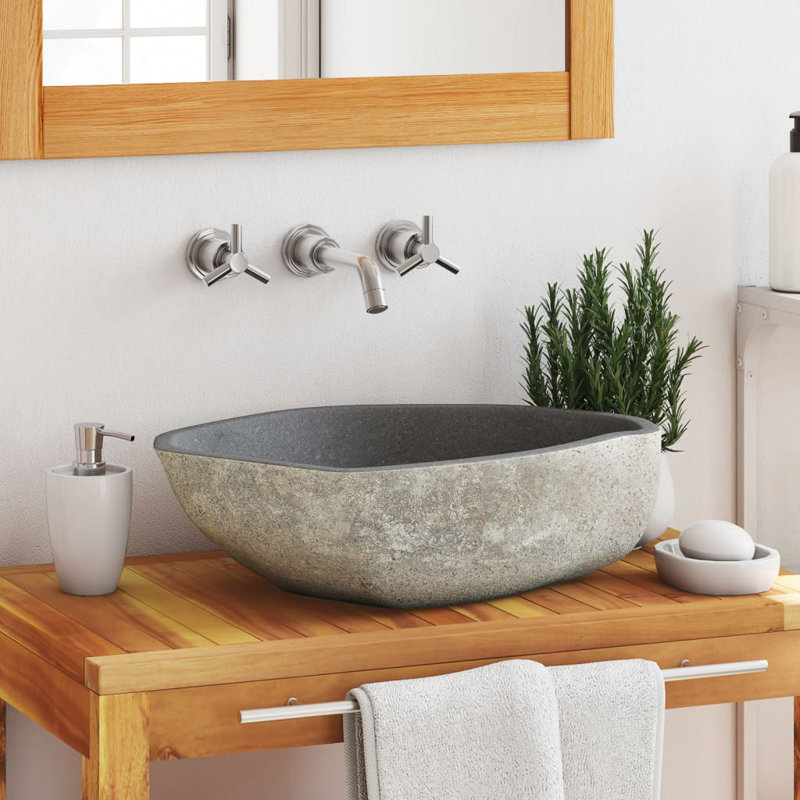 World Menagerie Thinder Stone Oval Sink, 15cm H x 53cm W x 41cm D