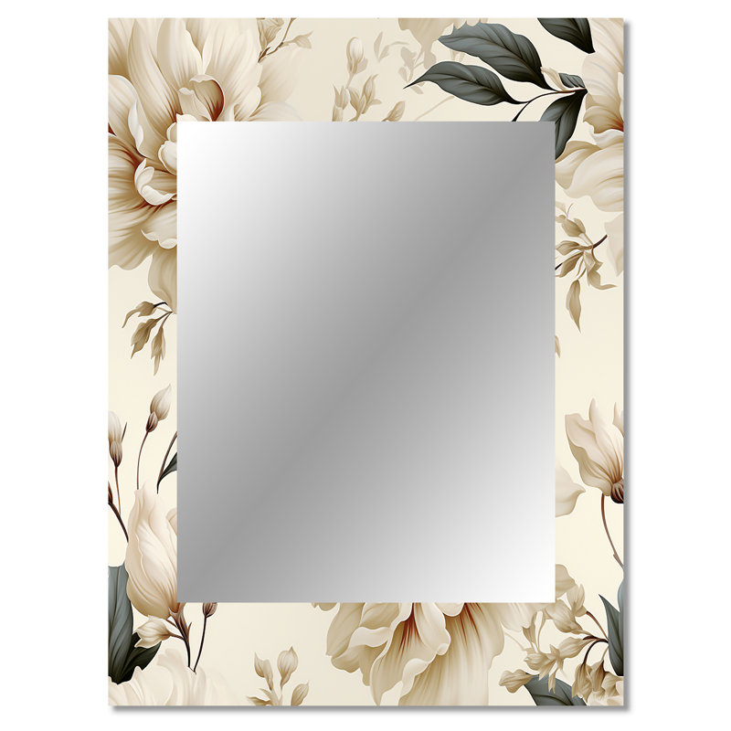 Livingston Minimalist Victorian Chic Victorian Pattern - Floral Decorative Mirror, Cottage Wall Mirror, Printed Metal Art