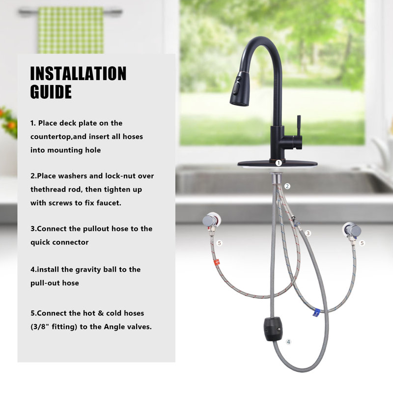 Kitchen Faucet With Sprayer, Stainless Steel High Arc Single Handle Sink Faucet, Suitable For 1 Hole Or 3 Holes.