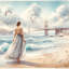 «Elegant Woman by the Bay», reproduction sur toile-52693939