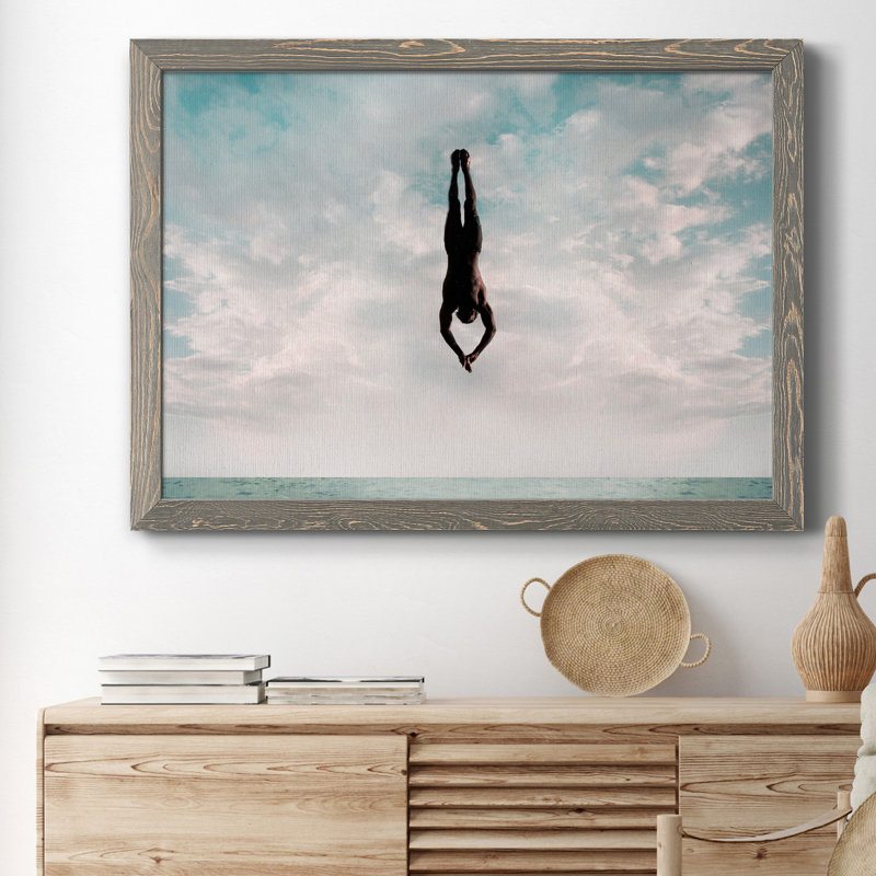 Cliff Diver - reproduction de photo sur papier encadrée, H 31 po x l 44 po x P 1 po, Cadre gris, Pas de tapis