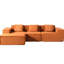 Canapé d'angle modulaire en velours côtelé rouge-orange, convertible en lit, multifonctionnel et spacieux en forme de L, idéal pour les barbecues d'été et les réunions de famille pendant les fêtes.