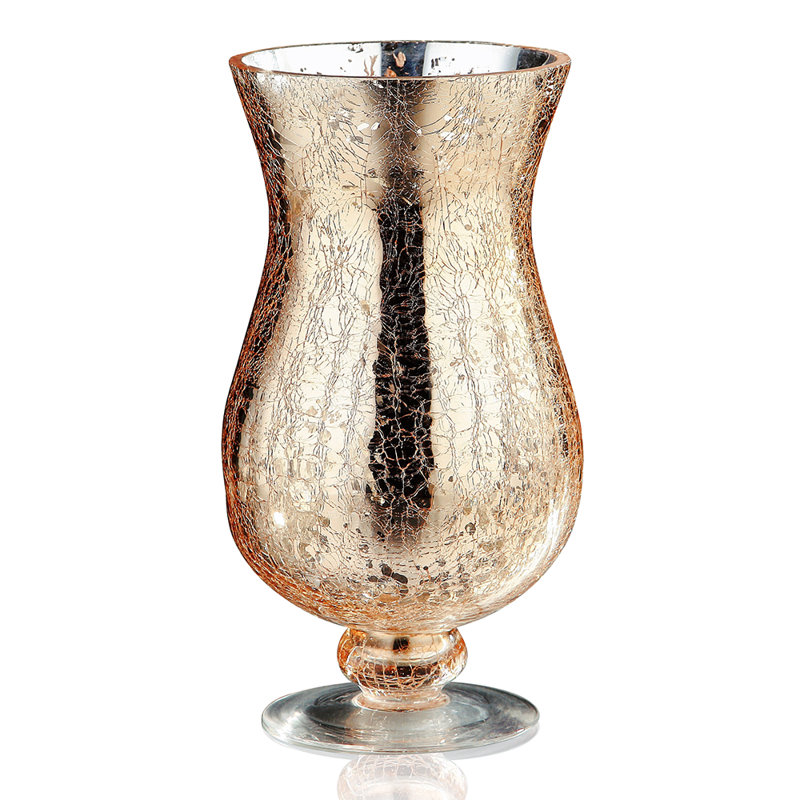 Rose Gold Handblown Glass Hurricane Candle Holder
