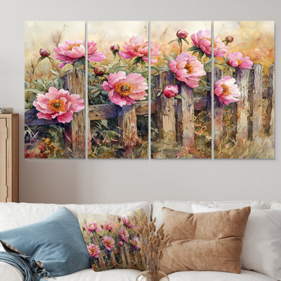 Fermes de pivoines par The RusticFence I - Art de pivoines - Ensemble de décorations murales traditionnelles