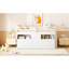 Lit mezzanine simple blanc avec 4 tiroirs, une armoire et des tablettes - confortable pour la chambre à coucher-108161660