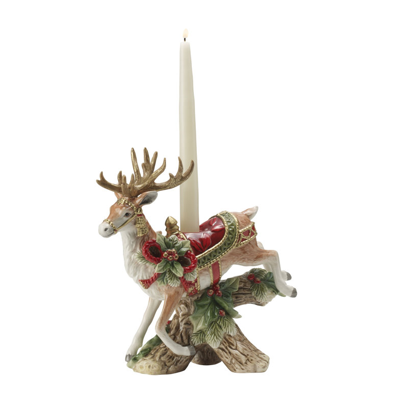 Fitz and Floyd Holiday Home Landing Deer Candleholder