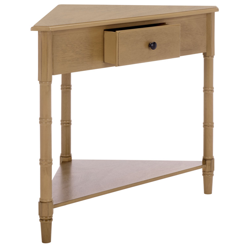 Twerton Solid Wood 3 Legs End Table with Storage, Desert Brown
