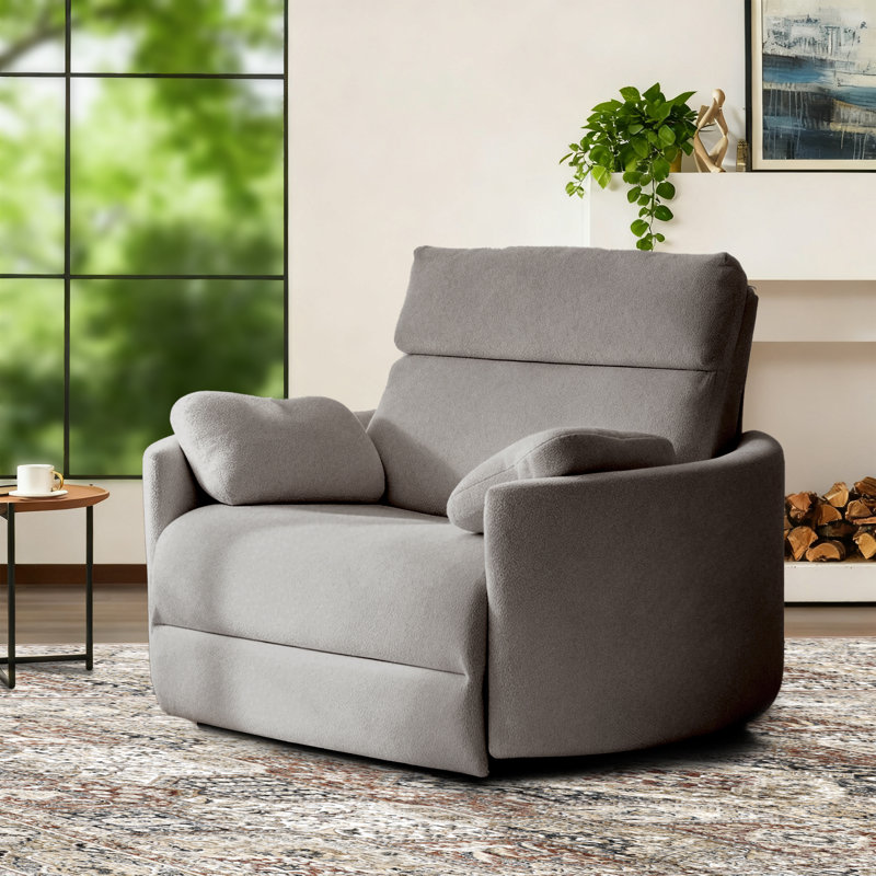 Oversized 54" Chenille Power Recliner with USB and Type-C Ports, Gray