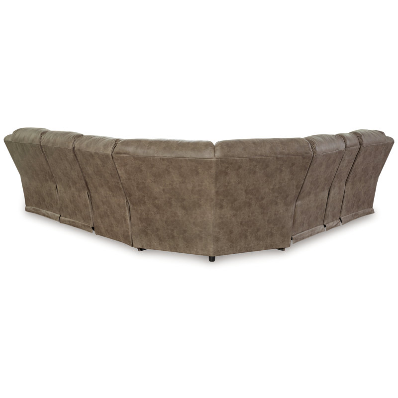 Beige Faux Leather Four Piece Sectional with Pillow-top Arm