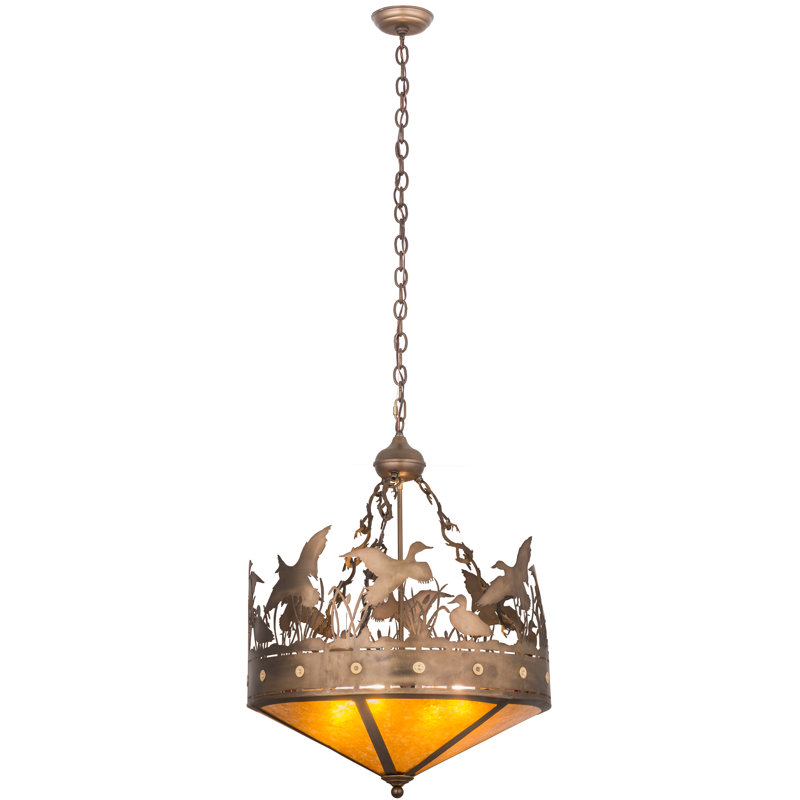 Rustic Lodge Pendant, 33" H x 24" W x 24" D, Silver