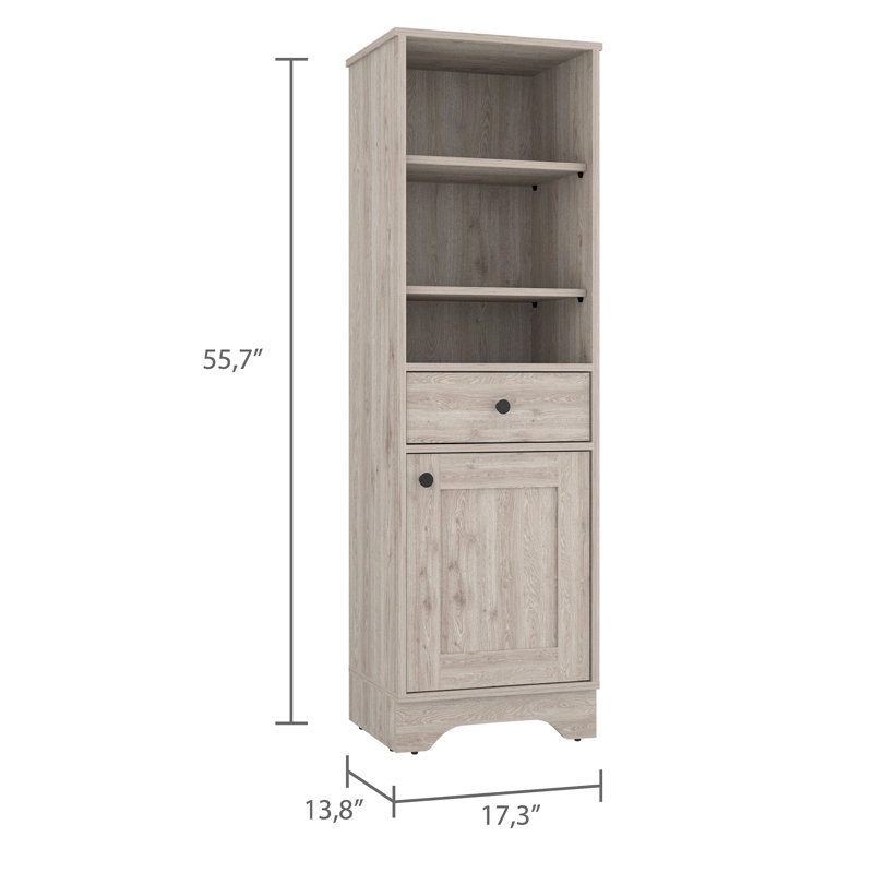 1-Drawer 3-Shelf Linen Cabinet, Grey