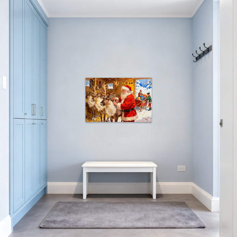 Père Noël de Noël avec renne en atelier