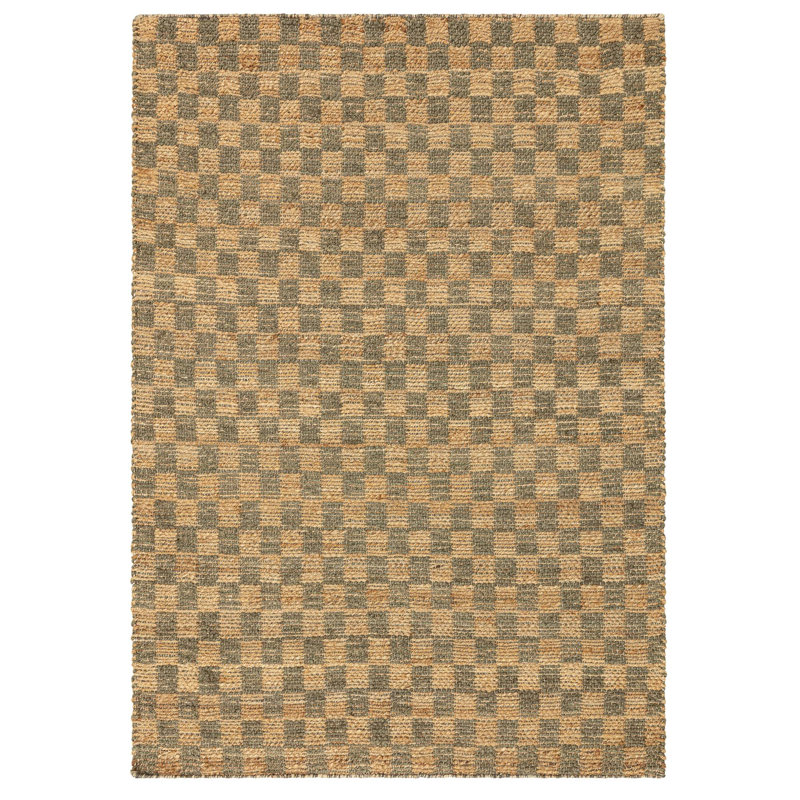 Merrisa Jute Checker Area Rug, Rectangle 160 x 230 cm, Green