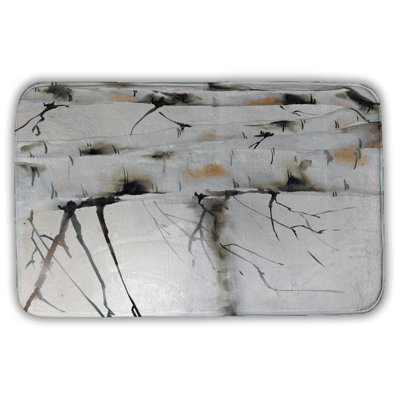 Winter birches Bath Mat with Non-Slip Backing - Quick Dry Memory Foam Bathroom Rug - Absorbent - Modern Plush Spa-Style - Machine Washable