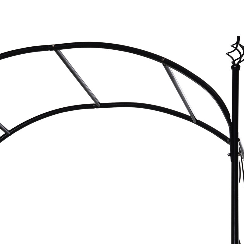 Arche de jardin en métal de 213 cm avec portail, treillis pour plantes grimpantes et décorations de mariage, version noire de qualité
