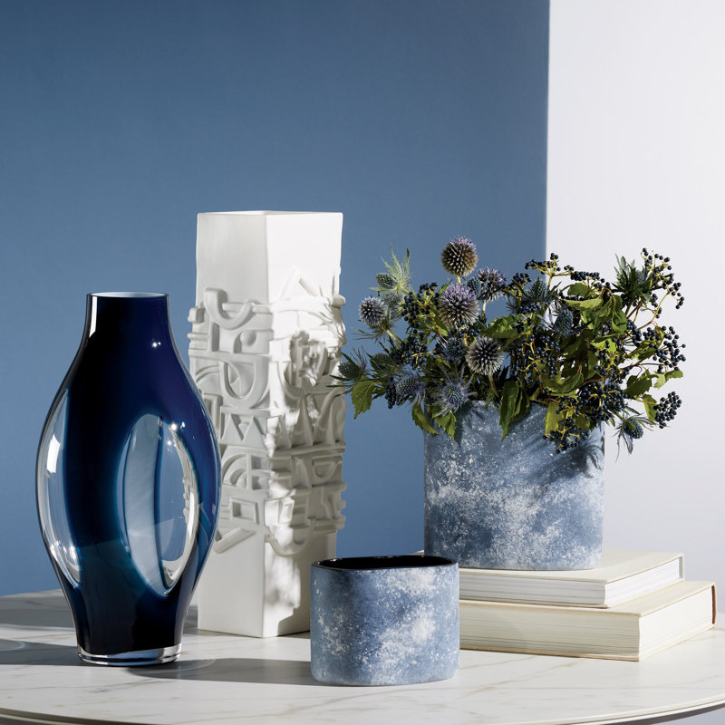 Glass Table Vase, Night Blue, 15.75" H x 8.25" W x 8.25" D