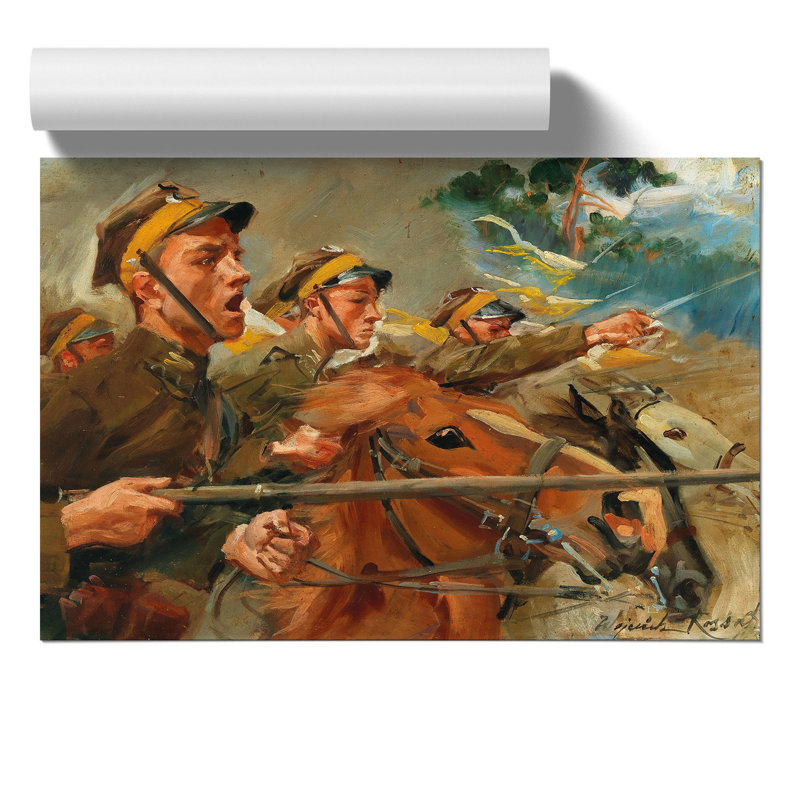 Attack by Wojciech Kossak - Frameless Print, 30cm H x 42cm W x 0.1cm D