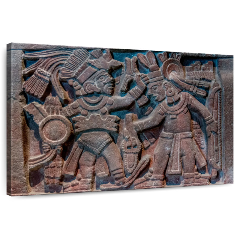 Sculpture sur pierre aztèque Senne, H 30 po x l 45 po