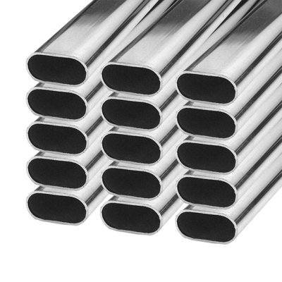 Ensemble de tringles de garde-robe ovales chromées de 1 1/8 po (30 mm) x 9/16 po (15 mm) Outwater Premium - ensemble de 15, 8 pi de long, durable et élégant