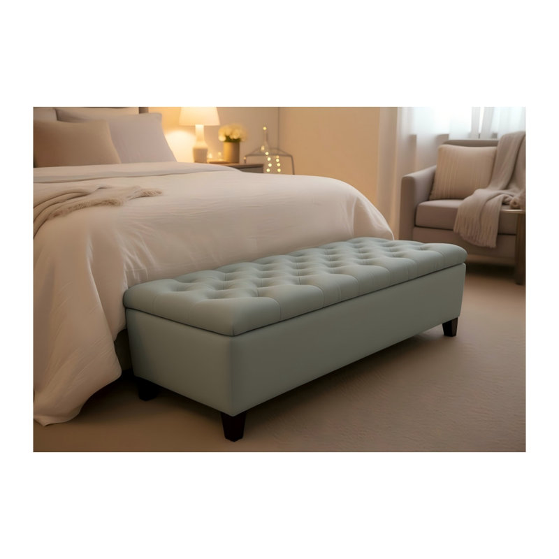 Banc de rangement avec repose-pieds 50,25 po, Bleu pastel