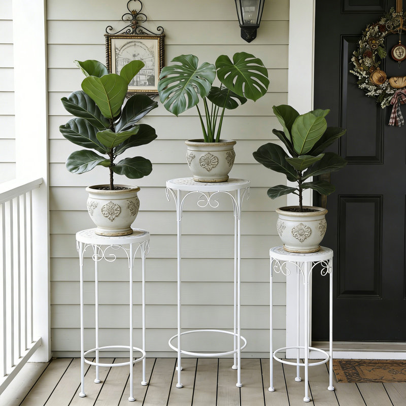 Plant Stands Set of 3 with Ceramic-Top