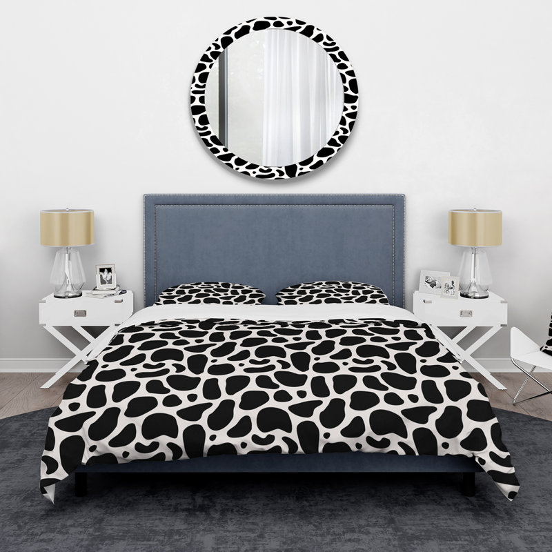 Feuilles noires abstraites VI - ensemble de housse de couette moderne - microfibre de polyester