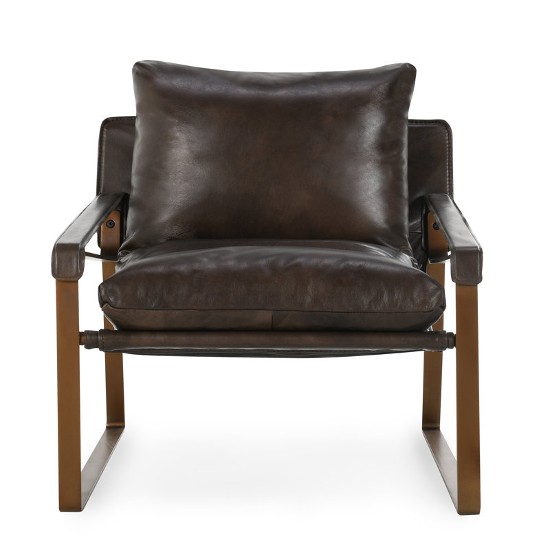 Morgan Accent Chair, Brown Genuine Leather