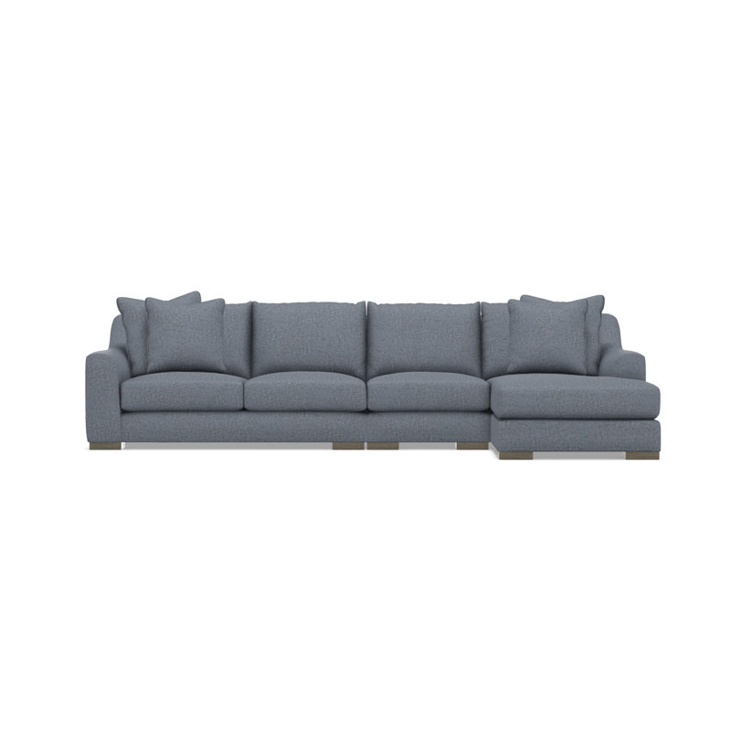 Gabi 3-Piece Fabric Sectional, Teal Polyester, 35" H x  135" W x 63.5" D, Right Hand Facing