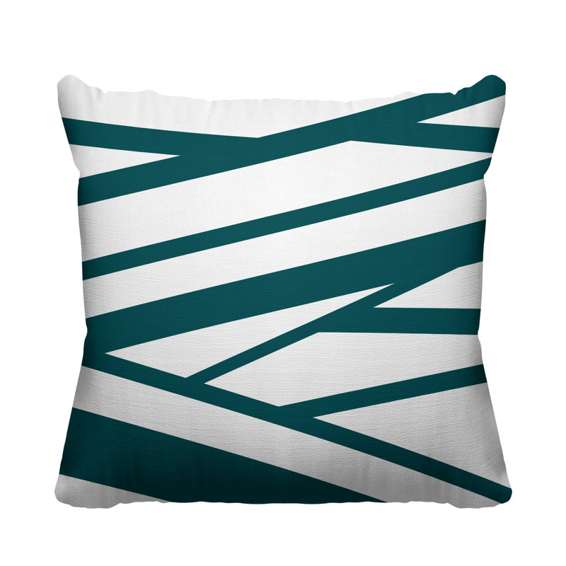 Coussin décoratif intérieur / extérieur Risley Minimalist, Vert, H 17 po x l 17 po, Carré
