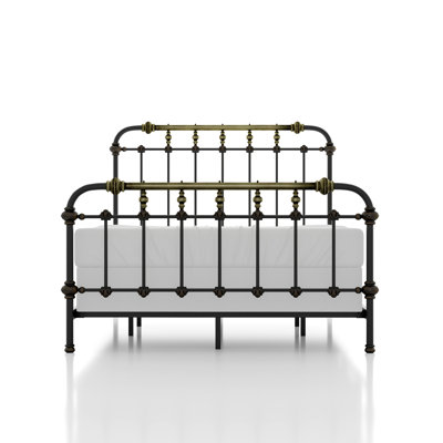 Stacie Metal Spindle Bed with Antique Gold Accents