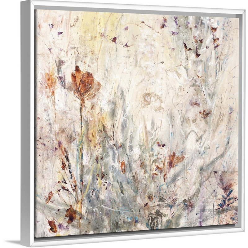 « natural luxe », peinture sur toile, H 31,7 po x l 31,7 po x p 1,75 po, Cadre flottant blanc