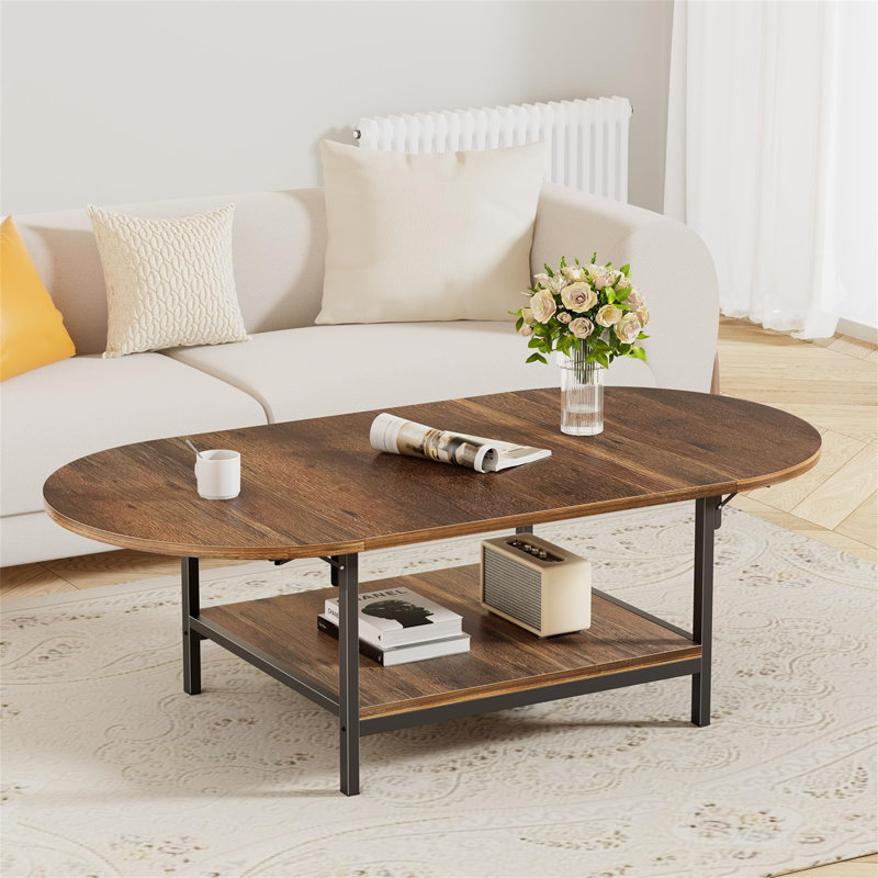 4 Legs Coffee Table with Storage, Brown