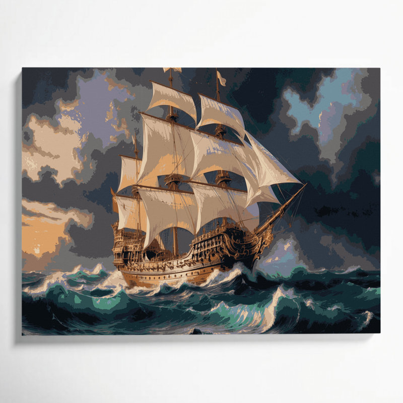 Art mural sur toile, "Nautical Galion", H 11 po x l 14 po