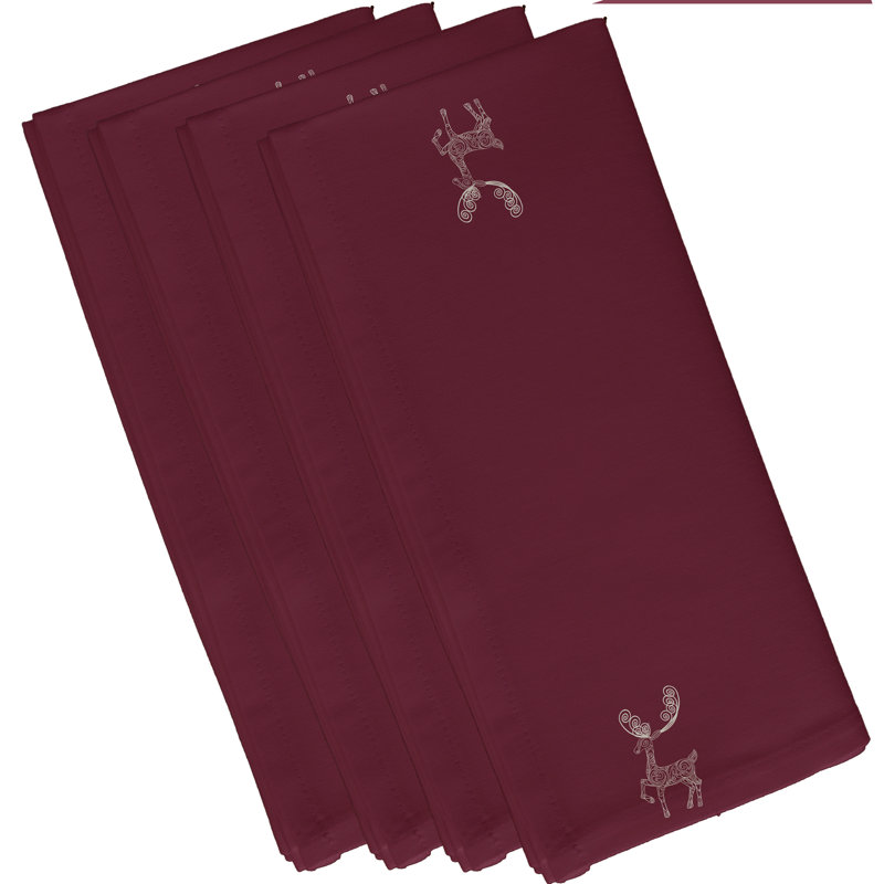 Polyester Embroidered Square Napkin, 18" W x 18" L, Cranberry / Burgundy