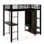 Lit mezzanine simple en métal avec garde-robe, bureau et tablettes