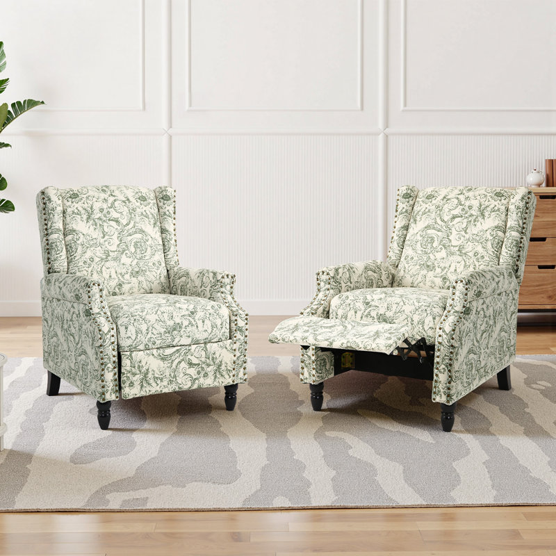 29.13cm Wide Standard Recliner, Green Rococo