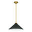 Luminaire suspendu 1 lumière en or brossé avec abat-jour vert foncé Bradbury-1715831635