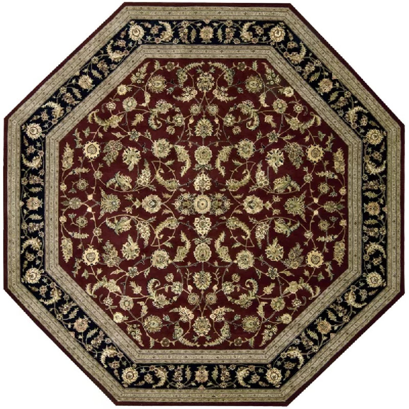 Tapis oriental en laine touffeté à la main Oakleaf, Octogone 10 pi