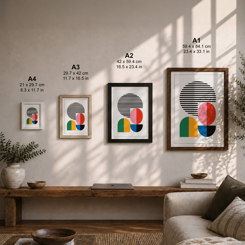 Playful Geometry Geometric - Framed Print, A3 - 42.0 x 29.7 cm, White