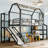 Twin Metal Playhouse Loft Bed with Slide and Shelves-1654373083-1654373082