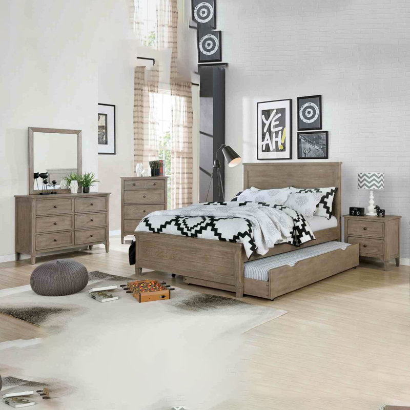 Commode à tiroirs ronds gris foncé brossé à fil métallique 1 pièce