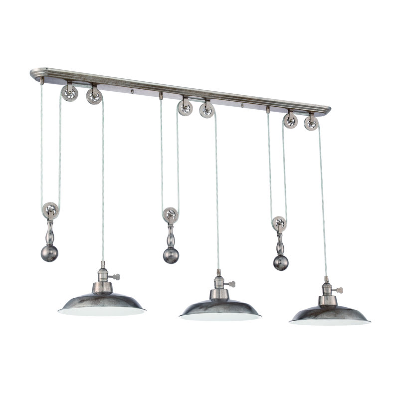 Pulley 3 - Light Kitchen Island Pendant, Tarnished Silver