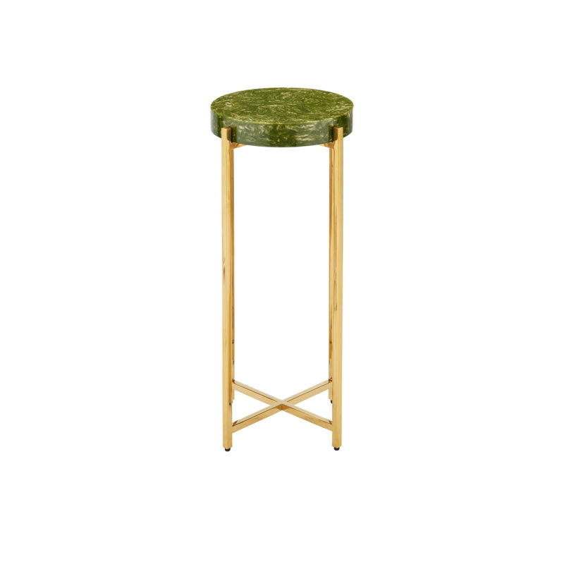 Rina End Table, Green/Brass