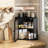 Corner Bread Box Kitchen Countertop Extra Large Capacity Farmhouse Bread Box, Corner Countertop Storage, Double Layer Bread Holder (Black, Extra Large)