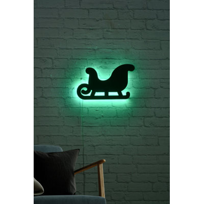 Éclairage décoratif à DEL vert élégant | 38 x 23 cm (15 x 9 po) | 60 DEL / m, 570 lumens, 3200 K | Base en bois aggloméré noir (2,7 mm d'épaisseur) | Adaptateur CC 12 V 1 A | Système de suspension murale intégré | Parfait pour la décoration intérieure