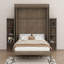 Grand lit escamotable rotatif avec bureau, armoires et tablettes de rangement, cadre de lit mural pliable avec bureau convertible-281732476