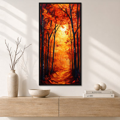 Orange Black Birmingham IV – Rustic Framed Canvas Print, Colorful Large Wall Art