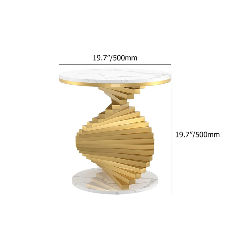 Anaum Abstract End Table Side Table, White