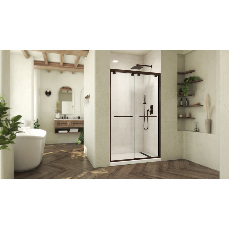 DreamLine Abbey 44 - 48 inch W x 76 inch H Semi-Frameless Bypass Shower Door in Oil Rubbed Bronze, Oil Rubbed Bronze, 48"