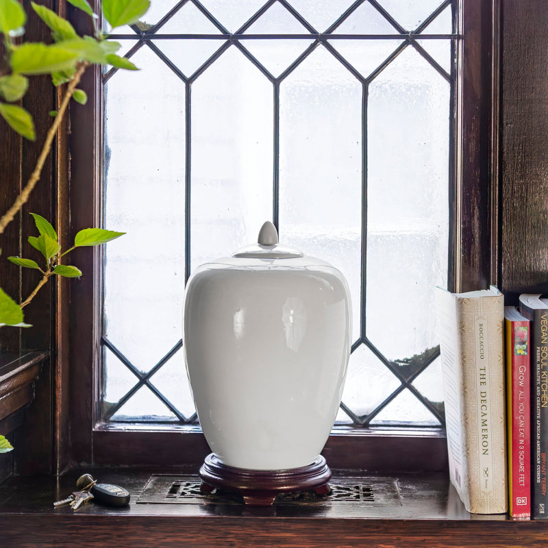 11" Antique White Porcelain Vase Jar